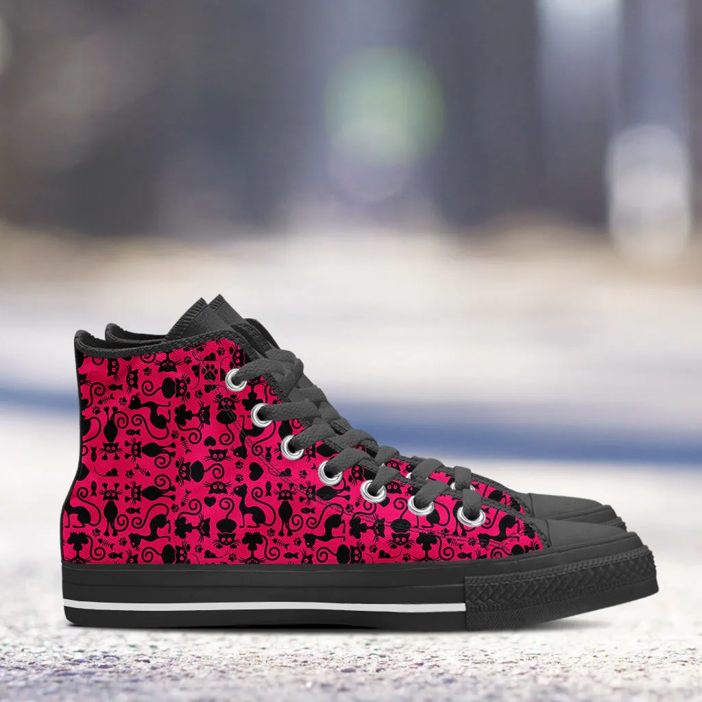 Cats High Top Shoes Pink Black