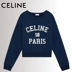 CELINE  |Street Style U-Neck Long Sleeves Cotton