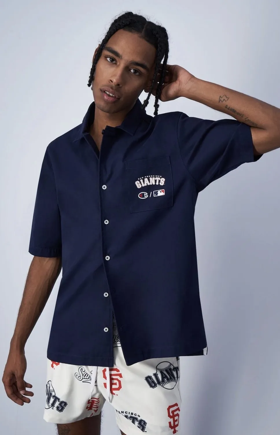 CHAMPION  |Button-down Street Style Collaboration Plain Cotton