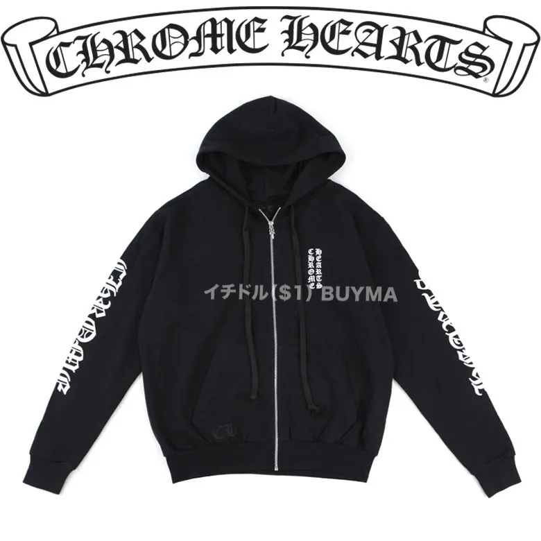 CHROME HEARTS  |Unisex Street Style Long Sleeves Plain Cotton Logo Hoodies