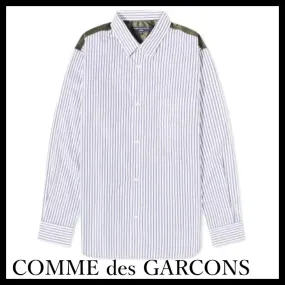 COMME des GARCONS  |Button-down Stripes Nylon Street Style Long Sleeves Cotton