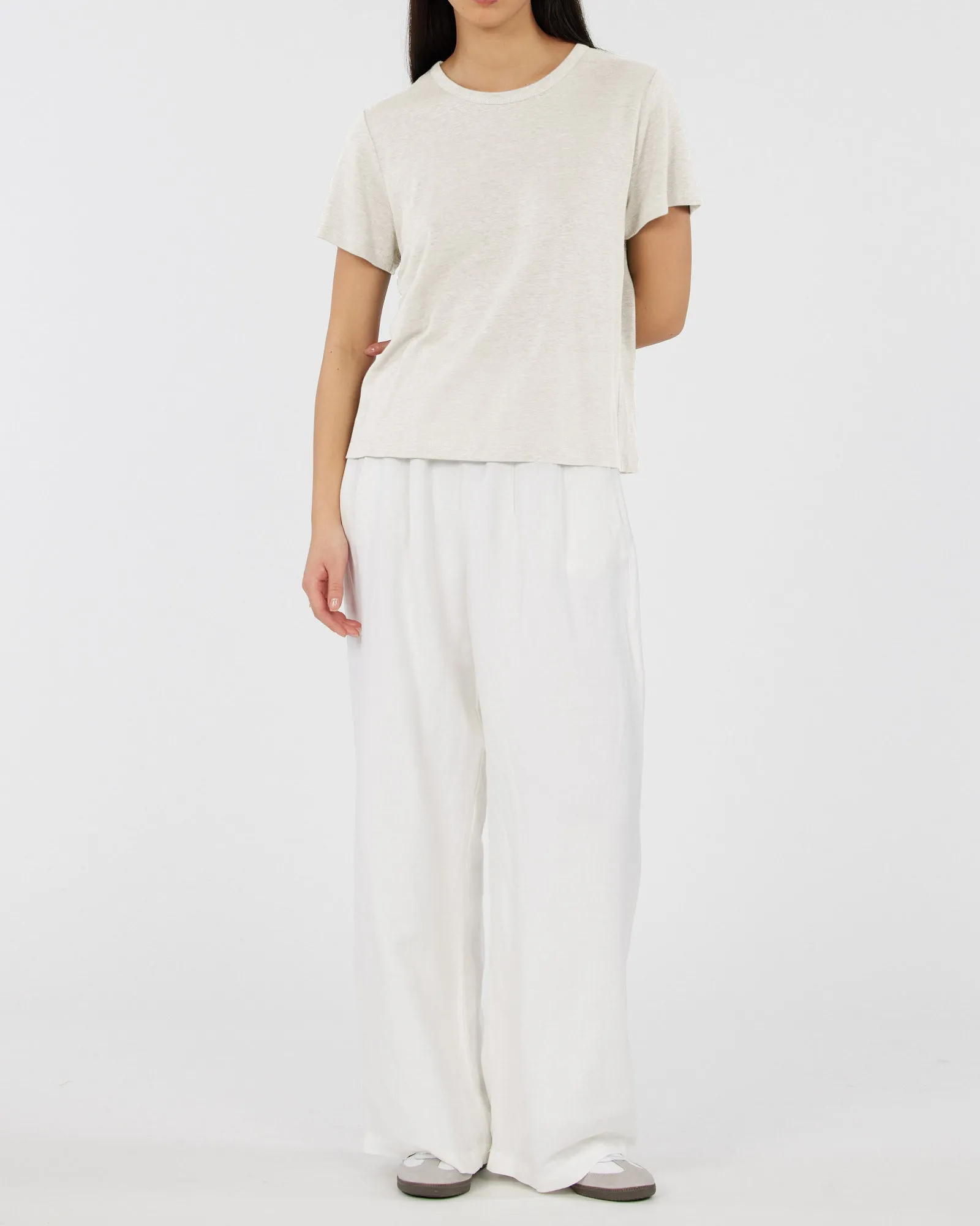 Coogee Linen Crew Neck Tee - Ivory