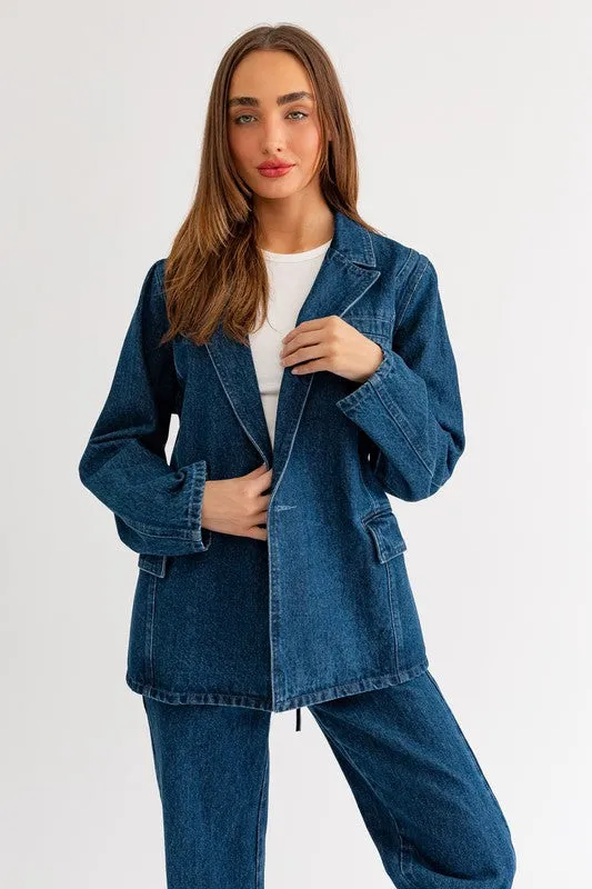 Denim Back Lace Blazer