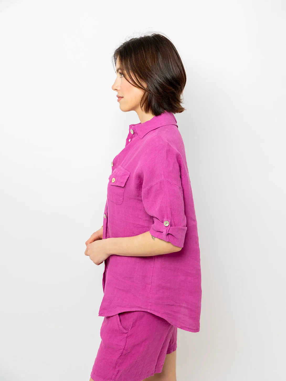 Double Pocket Linen Shirt - Orchid