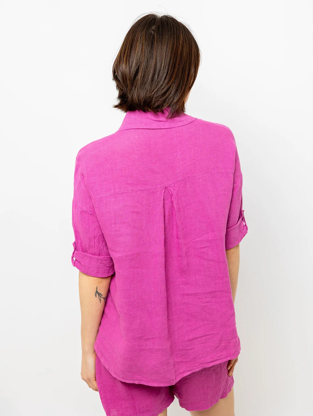 Double Pocket Linen Shirt - Orchid