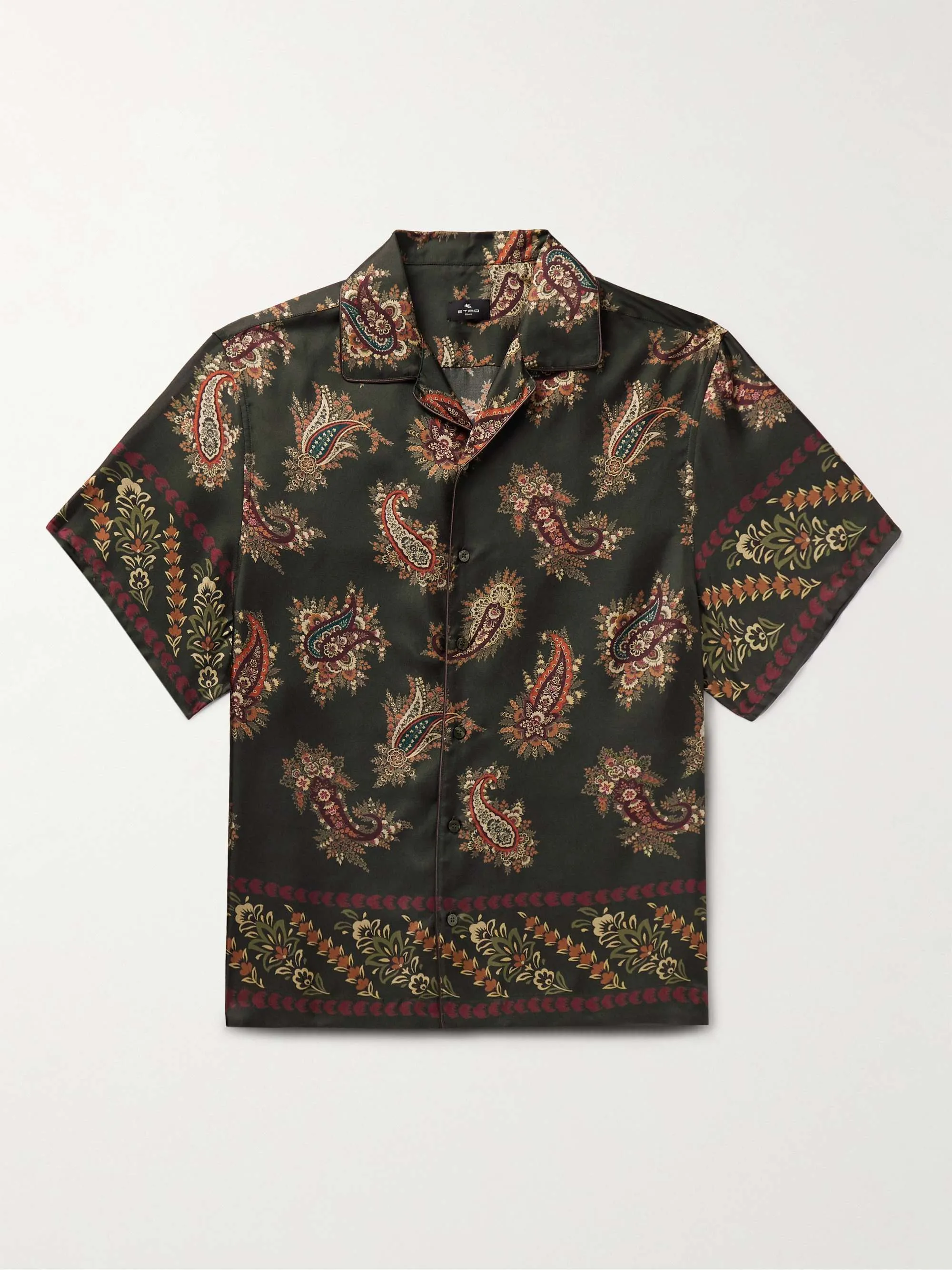 ETRO  |Button-down Paisley Unisex Silk Street Style Short Sleeves