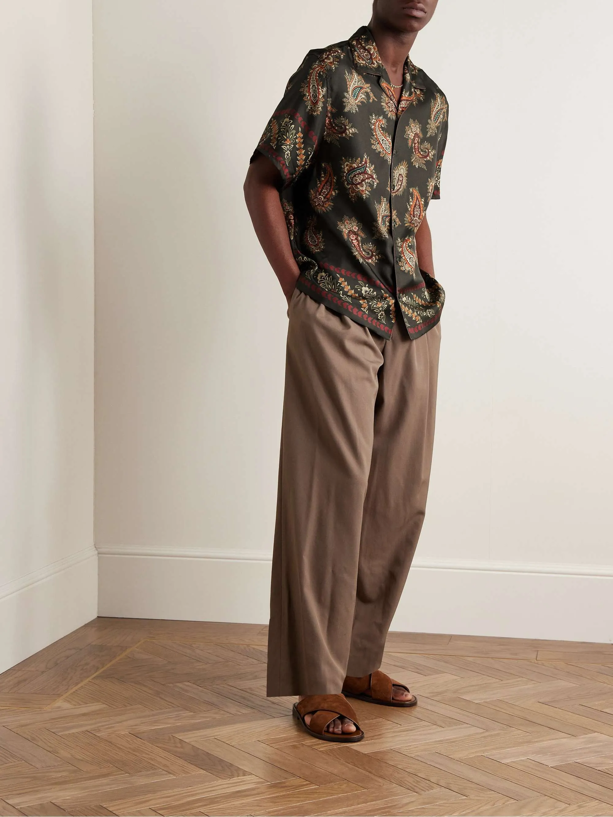 ETRO  |Button-down Paisley Unisex Silk Street Style Short Sleeves