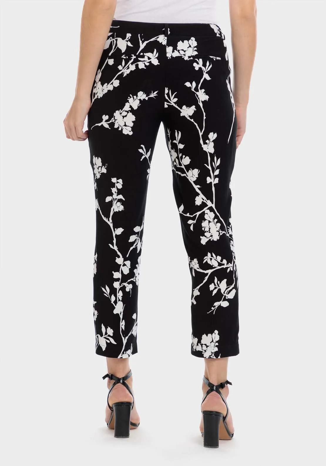 Floral Print Trousers - Black