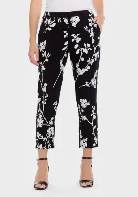 Floral Print Trousers - Black