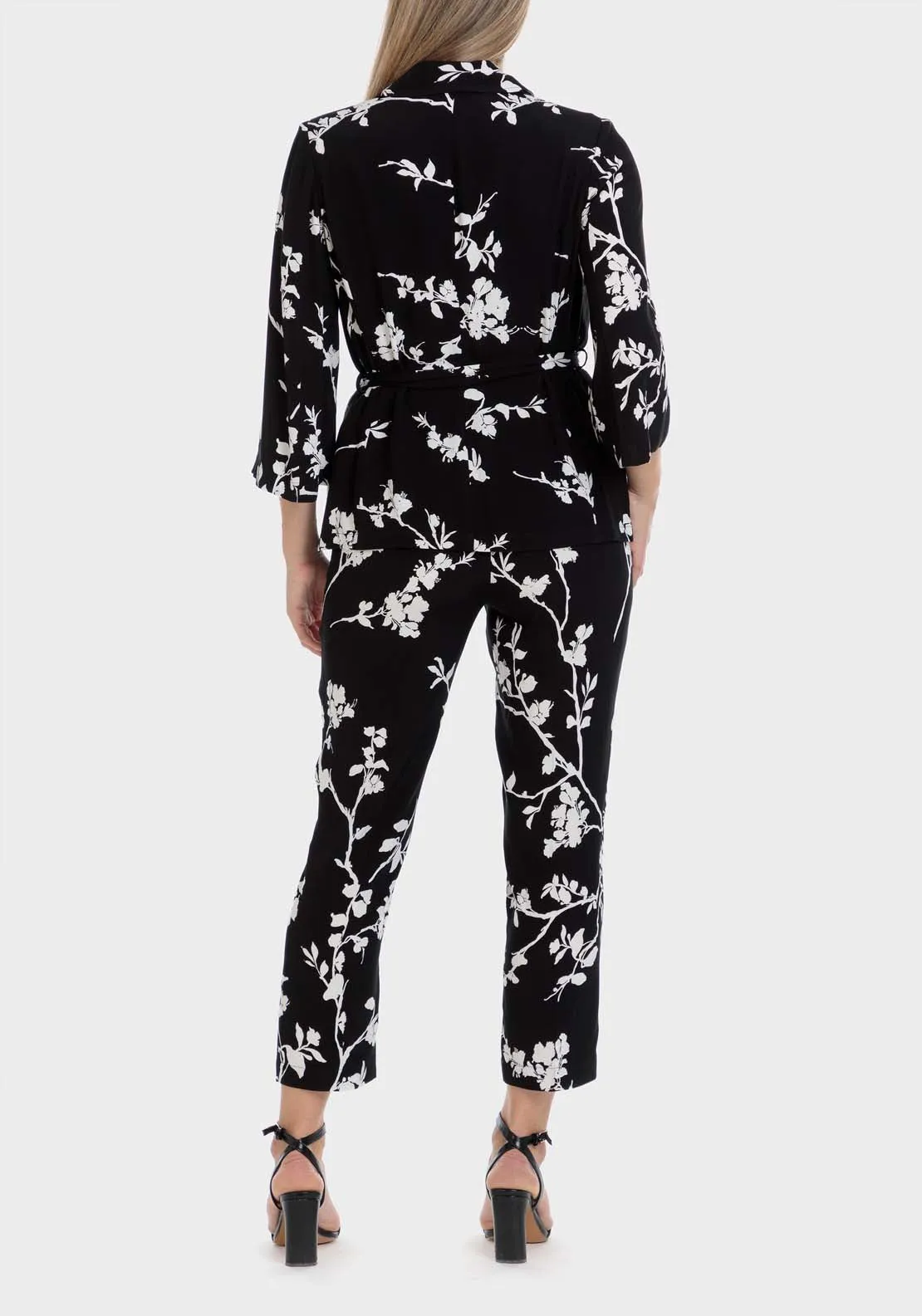 Floral Print Trousers - Black