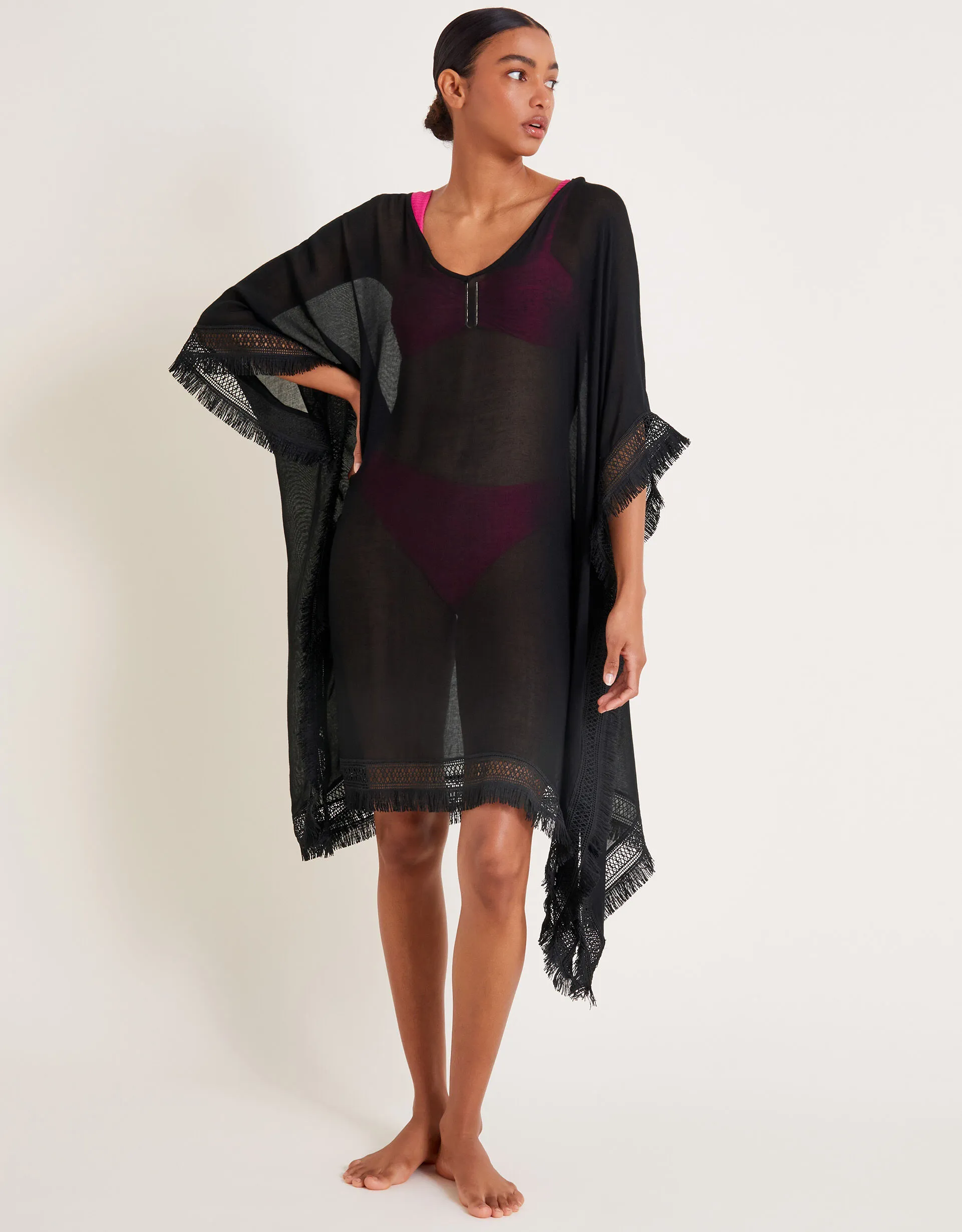 Fringe Trim Poncho