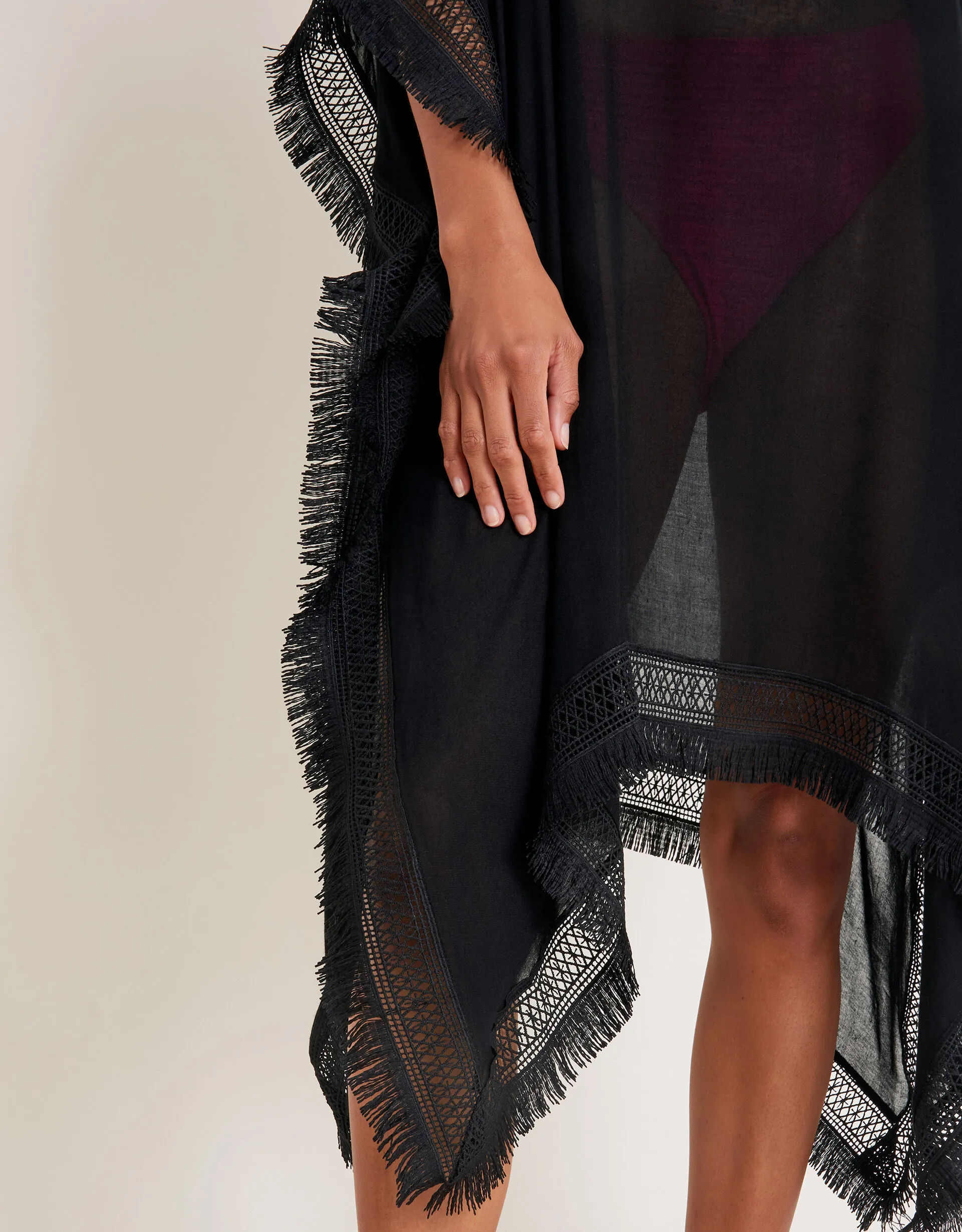 Fringe Trim Poncho