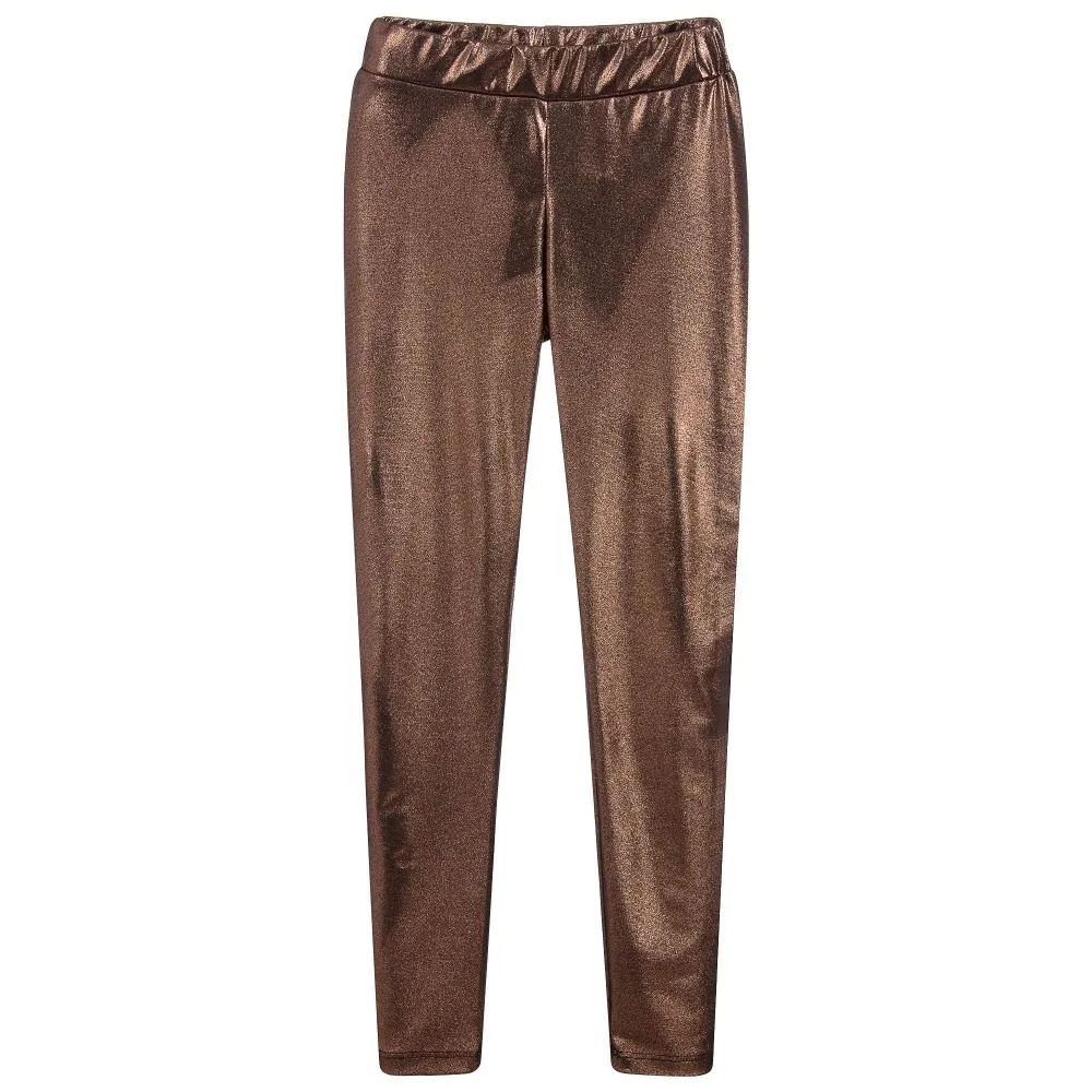 Girls Metallic Bronze Leggings