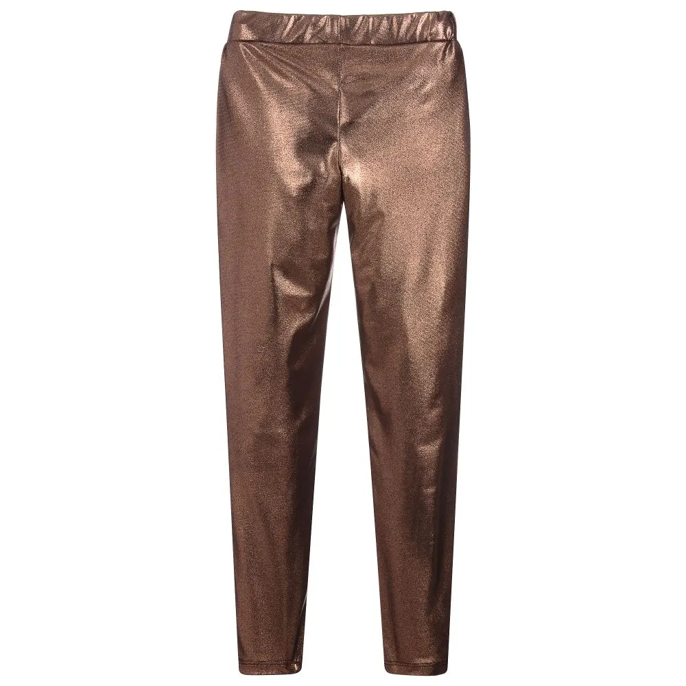 Girls Metallic Bronze Leggings