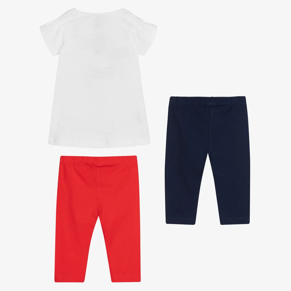 Girls Red & Blue Leggings Set