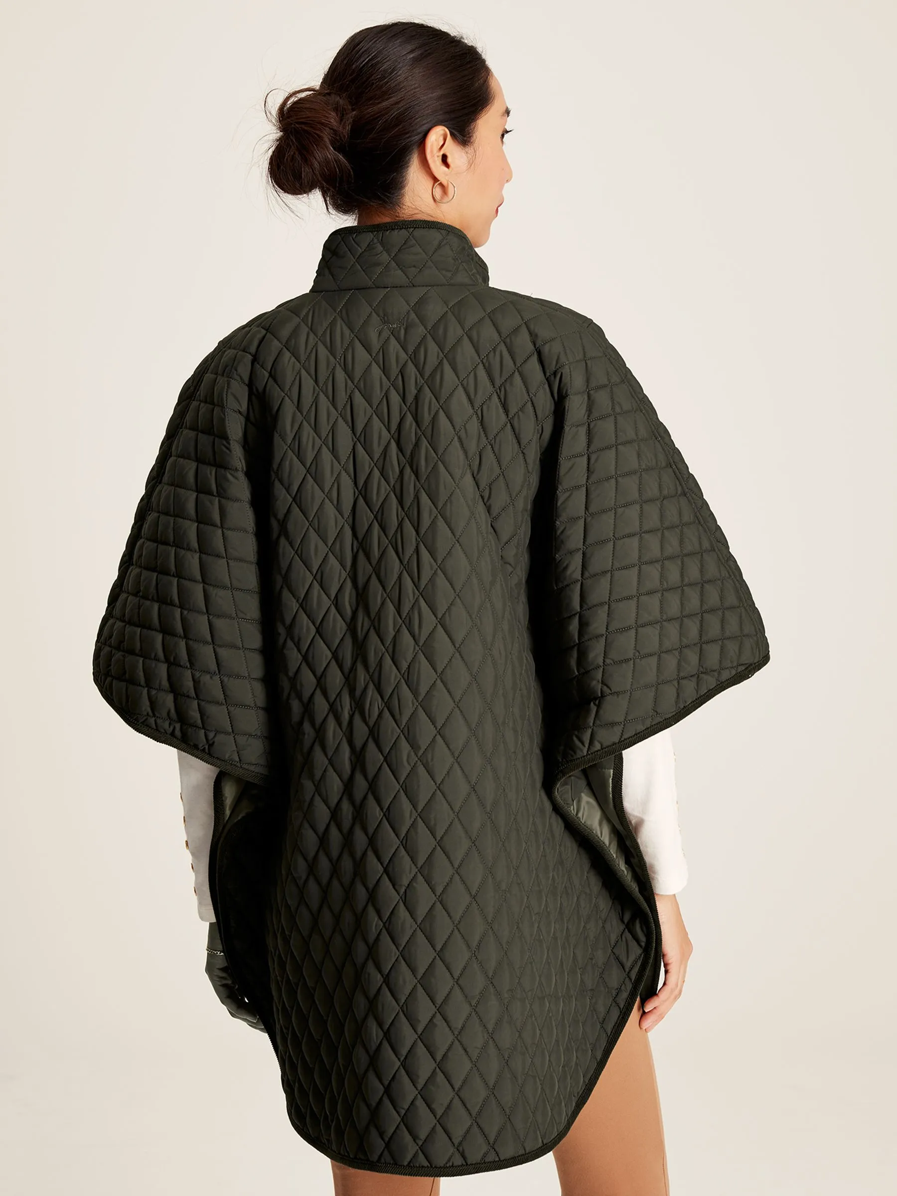 Green Showerproof Quilted Poncho