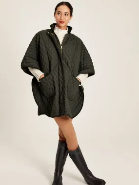 Green Showerproof Quilted Poncho