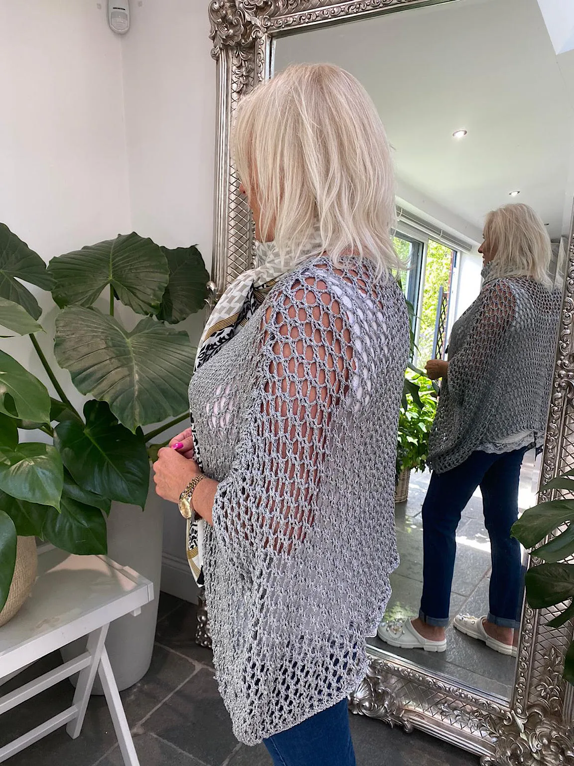 Grey Lurex Loose Knit Kimmy