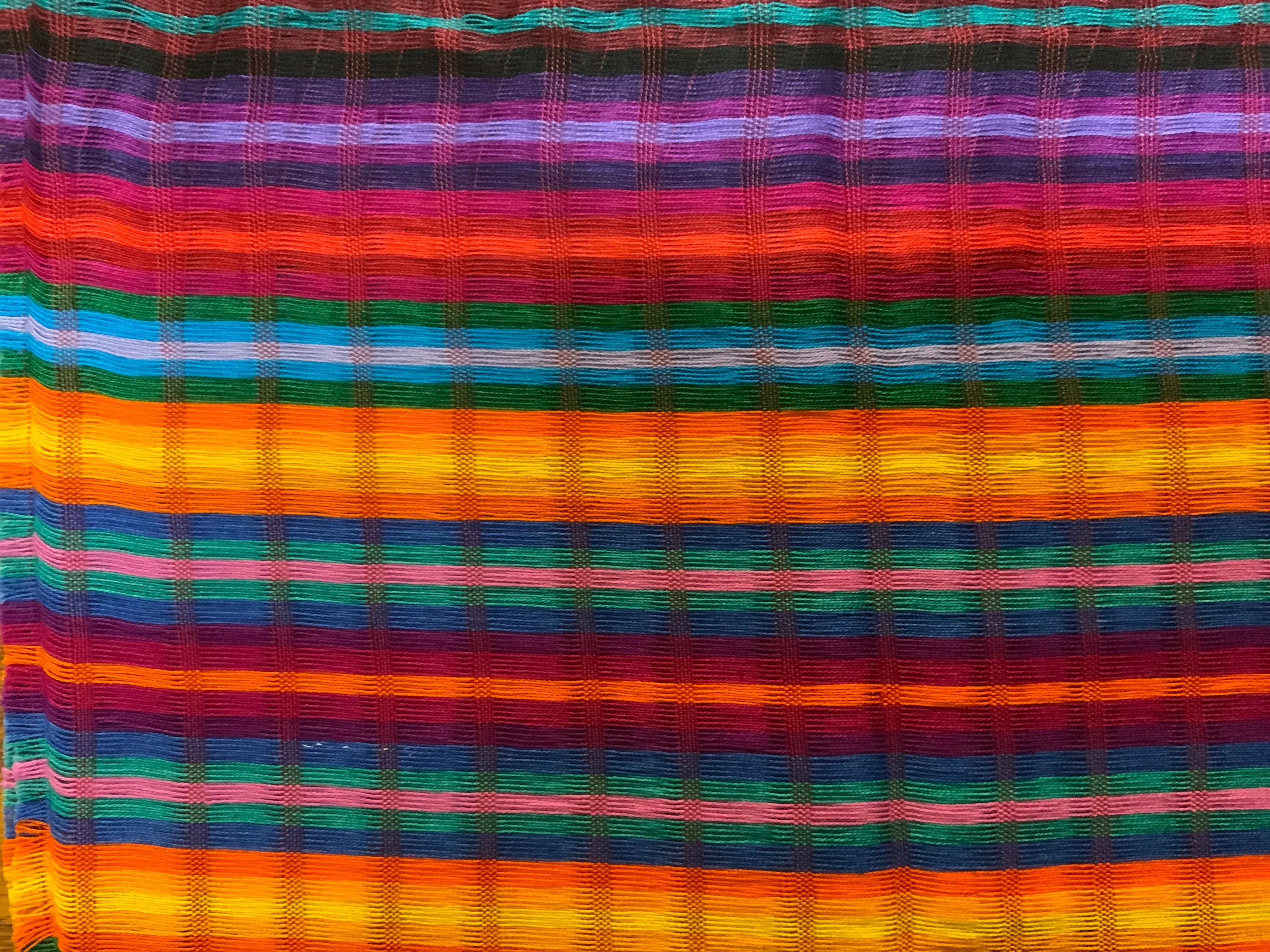 Guatemalan hand woven soft cotton scarf.  Approximately 12” x 53”