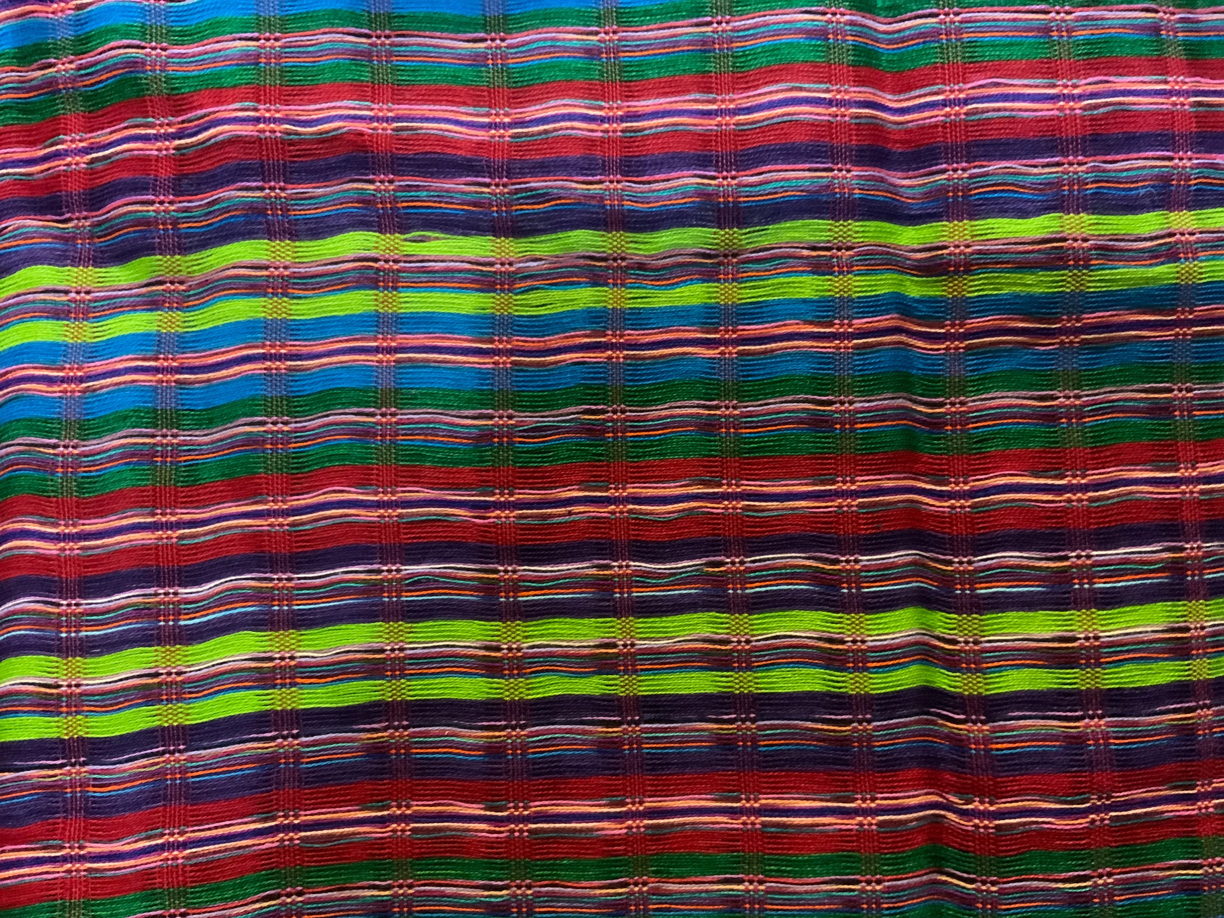 Guatemalan hand woven soft cotton scarf.  Approximately 12” x 53”