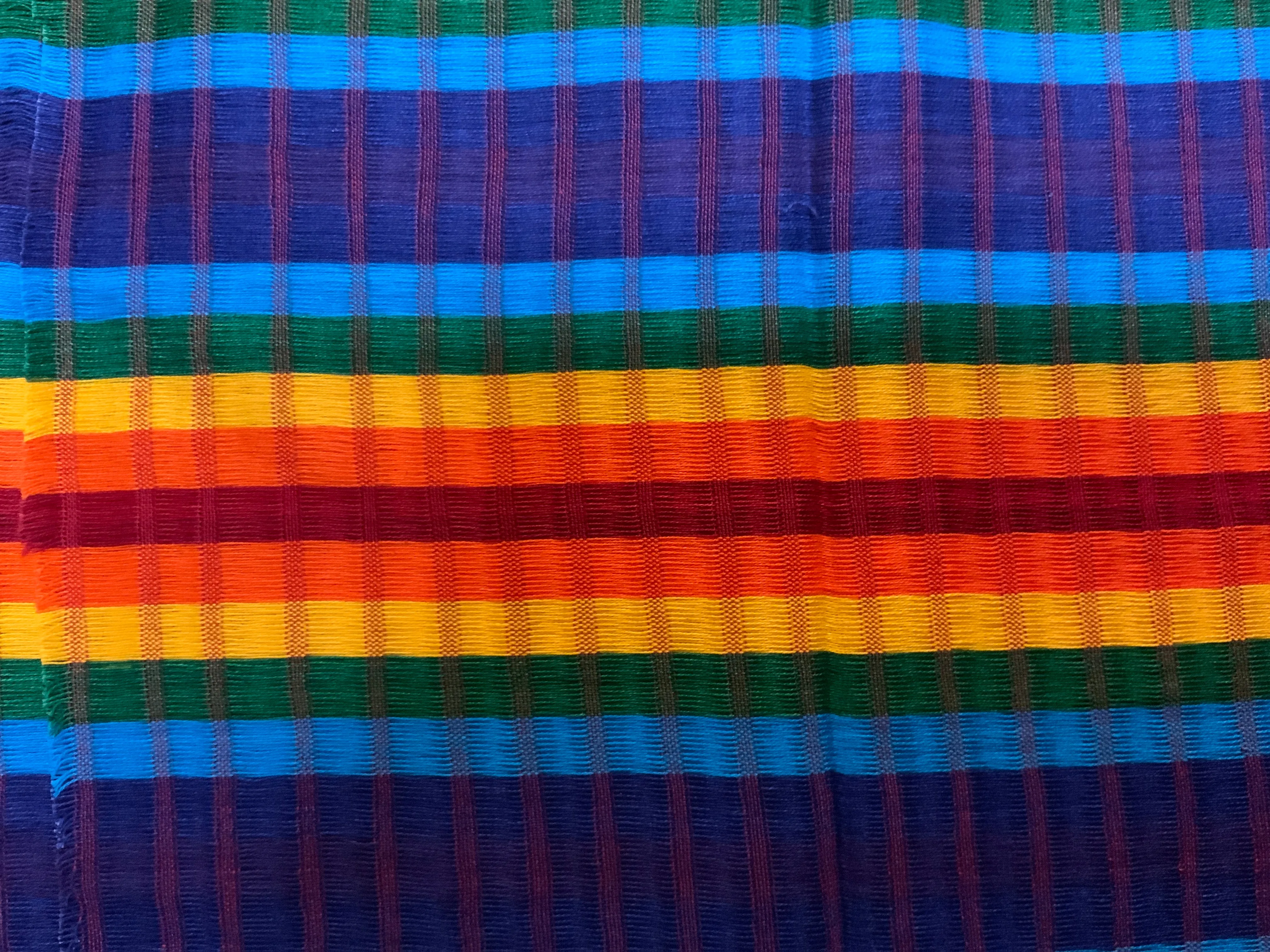 Guatemalan hand woven soft cotton scarf.  Approximately 12” x 53”