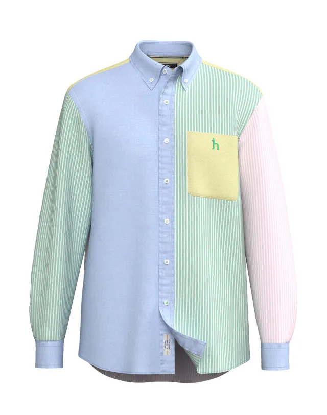 HAZZYS  |Button-down Street Style Long Sleeves Cotton Logo Shirts