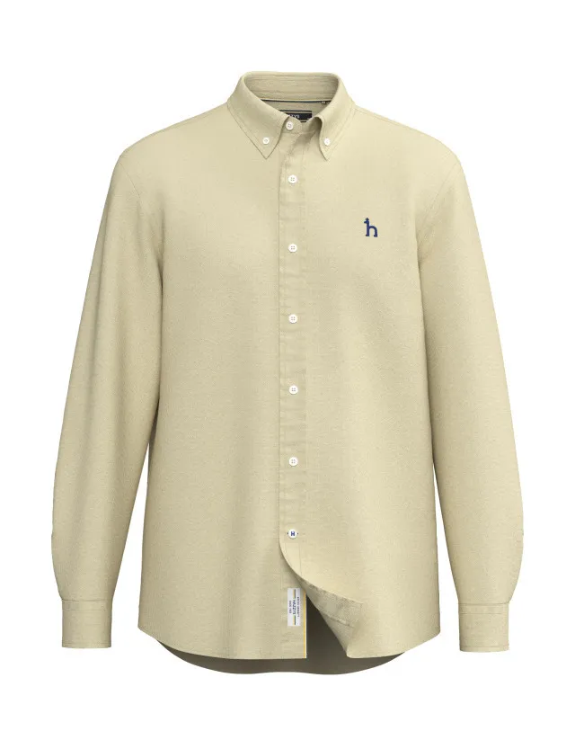 HAZZYS  |Button-down Street Style Long Sleeves Plain Cotton Logo