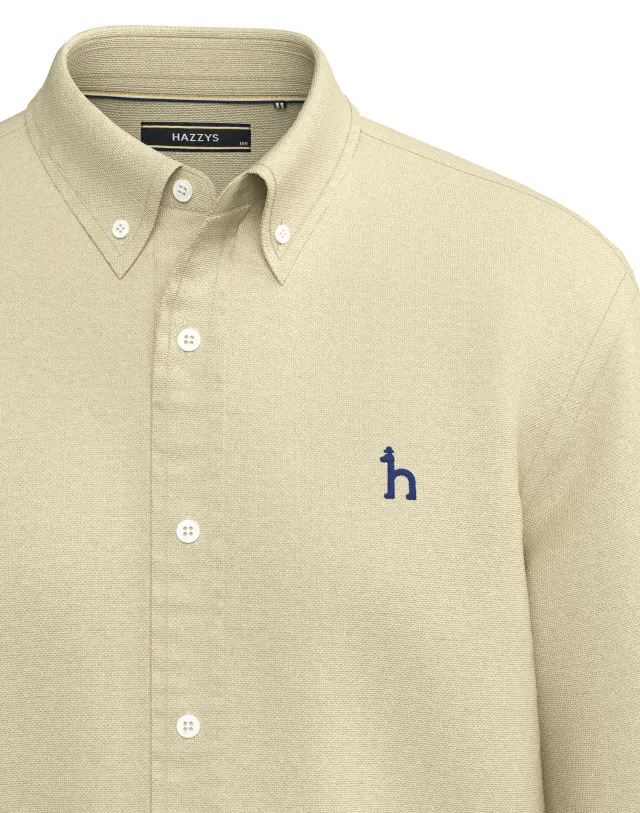 HAZZYS  |Button-down Street Style Long Sleeves Plain Cotton Logo