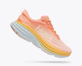 Hoka Womens Bondi 8 Athletic Shoes- Shell Coral/Peach Parfait