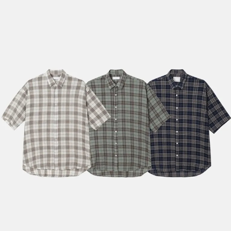 IONSEOUL  |Button-down Stripes Unisex Street Style Long Sleeves Cotton