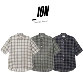 IONSEOUL  |Button-down Stripes Unisex Street Style Long Sleeves Cotton