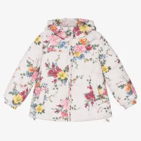 Ivory Floral Puffer Jacket