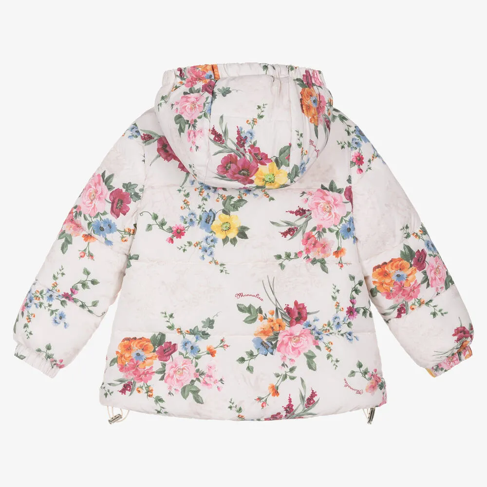 Ivory Floral Puffer Jacket