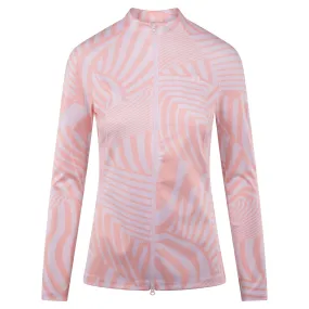 J Lindeberg June Print Ladies Golf Mid Layer Dazzle Wave Rose