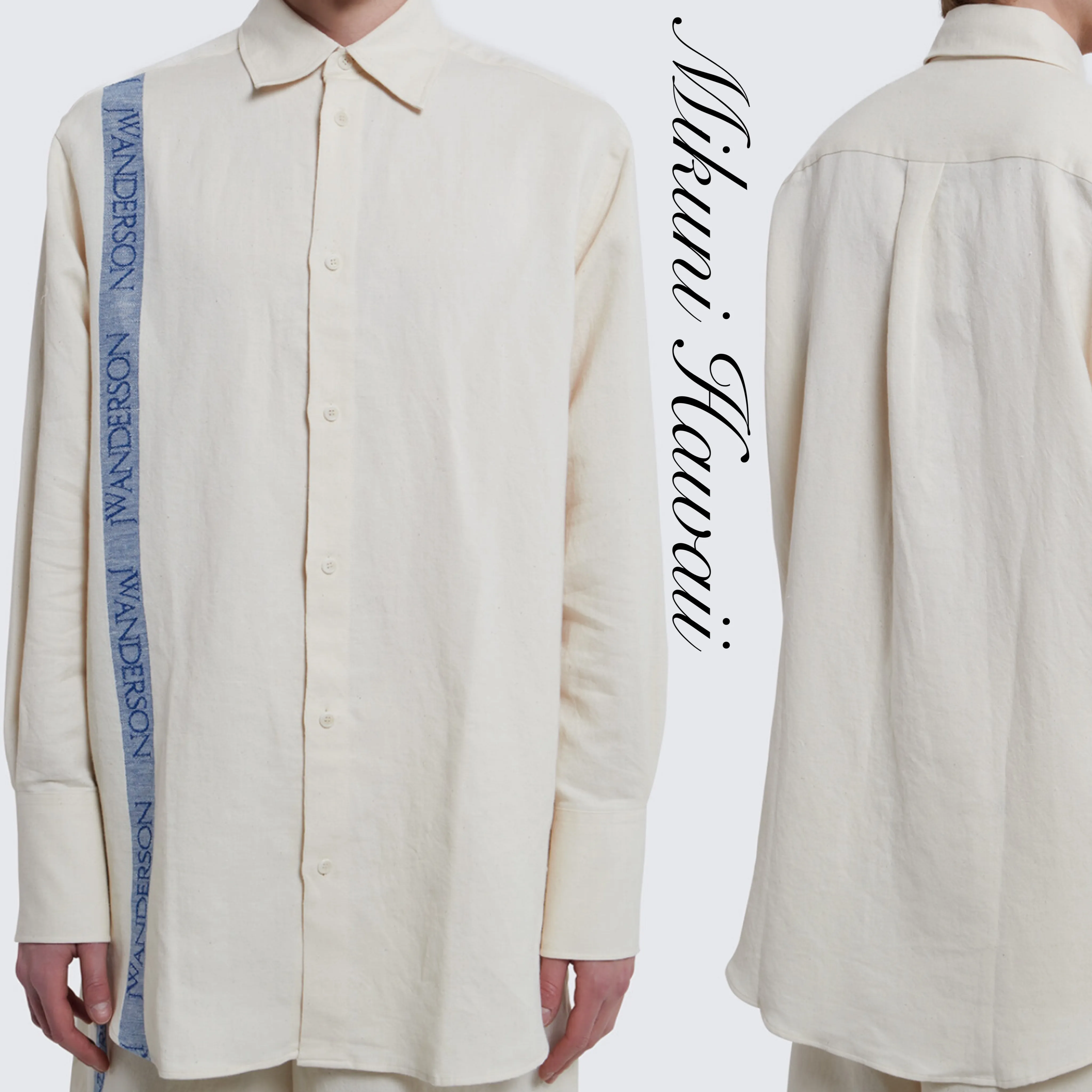 J W ANDERSON  |Button-down Unisex Linen Long Sleeves Plain Cotton Logo