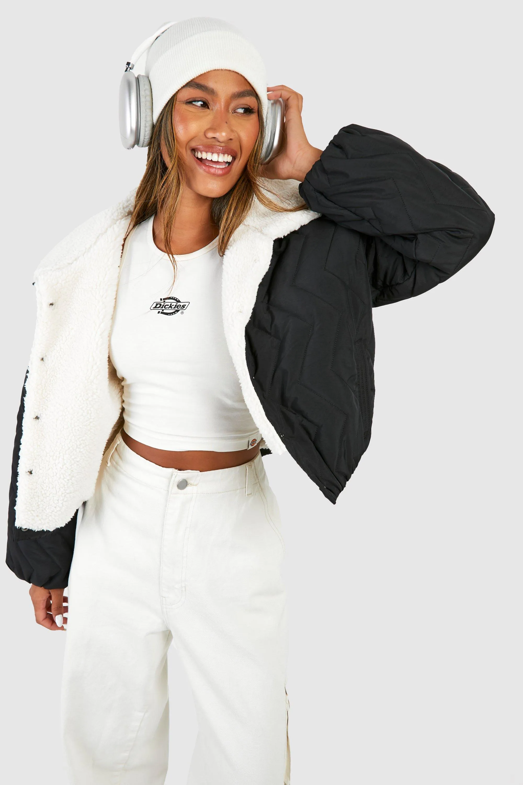 Jackets & Coats | Teddy Trim Quilted Puffer Jacket | boohoo