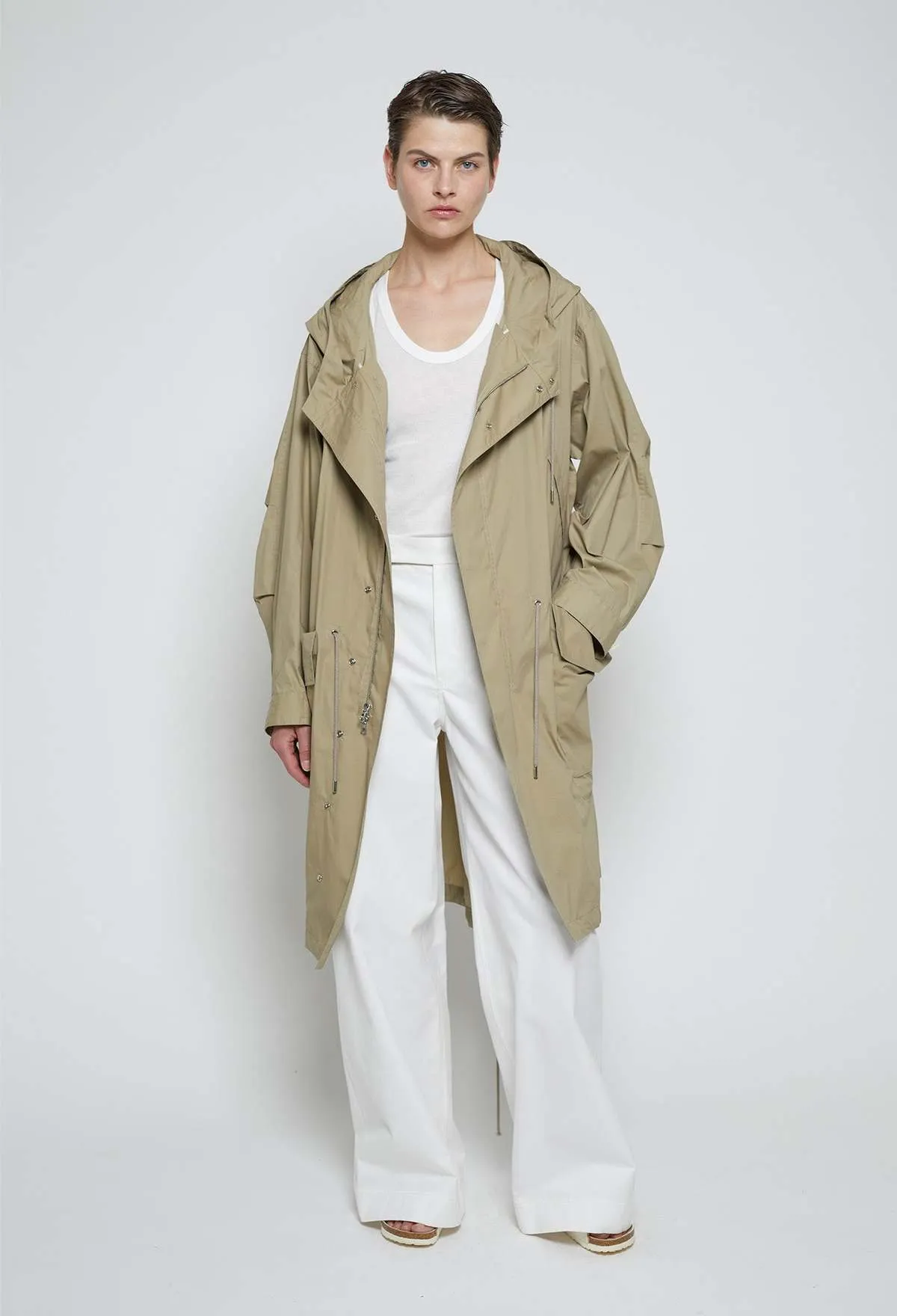 Julia Jentzsch Billie Light Technical Outerwear Hooded Military Style Parka - Dark Beige