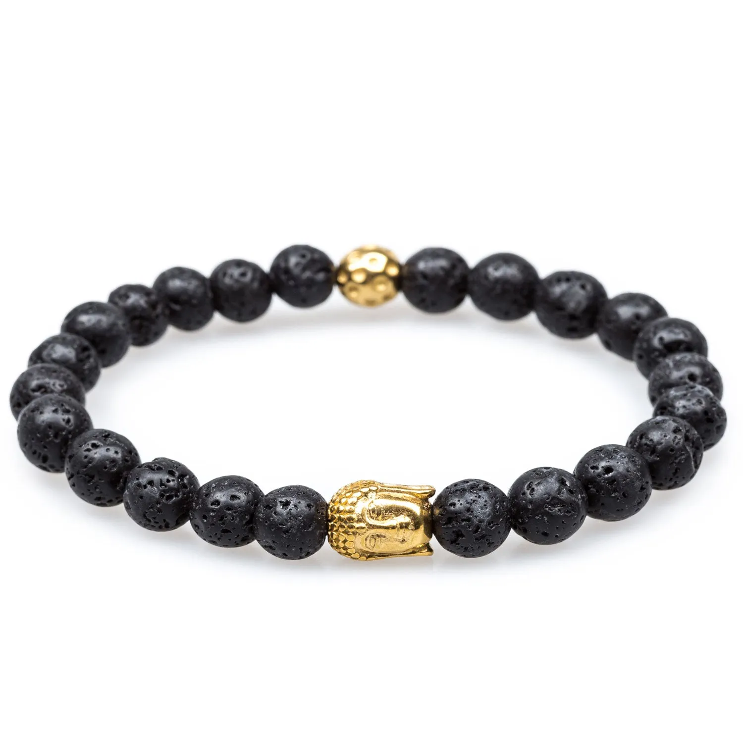 Kawagarbo Volcanic Rock Gold Buddha Bracelet