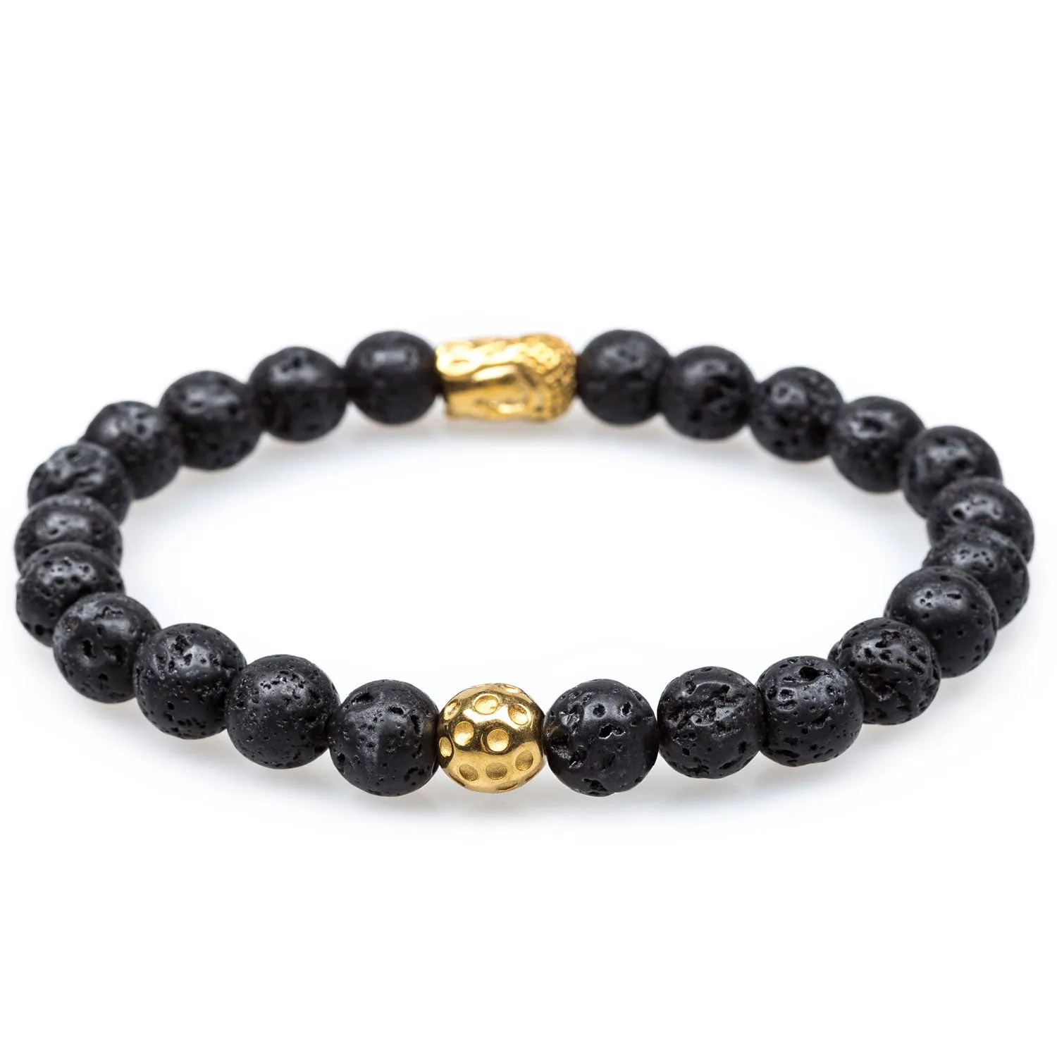 Kawagarbo Volcanic Rock Gold Buddha Bracelet