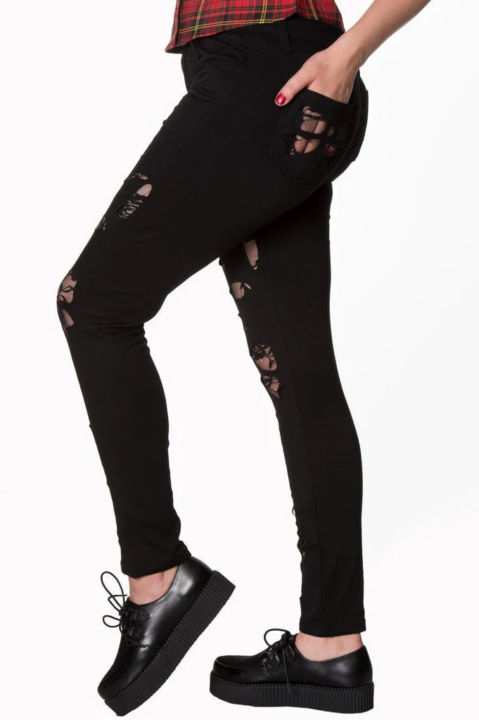 Keza Trousers Distressed Blk