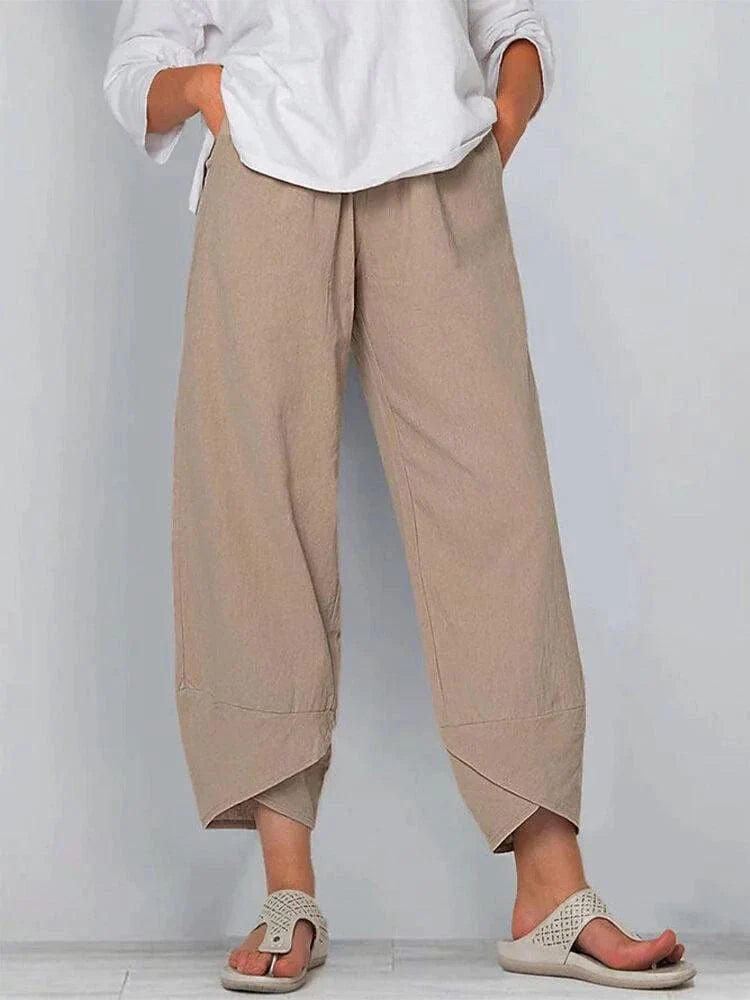 Ladies' Linen Chinos Trousers with Pockets