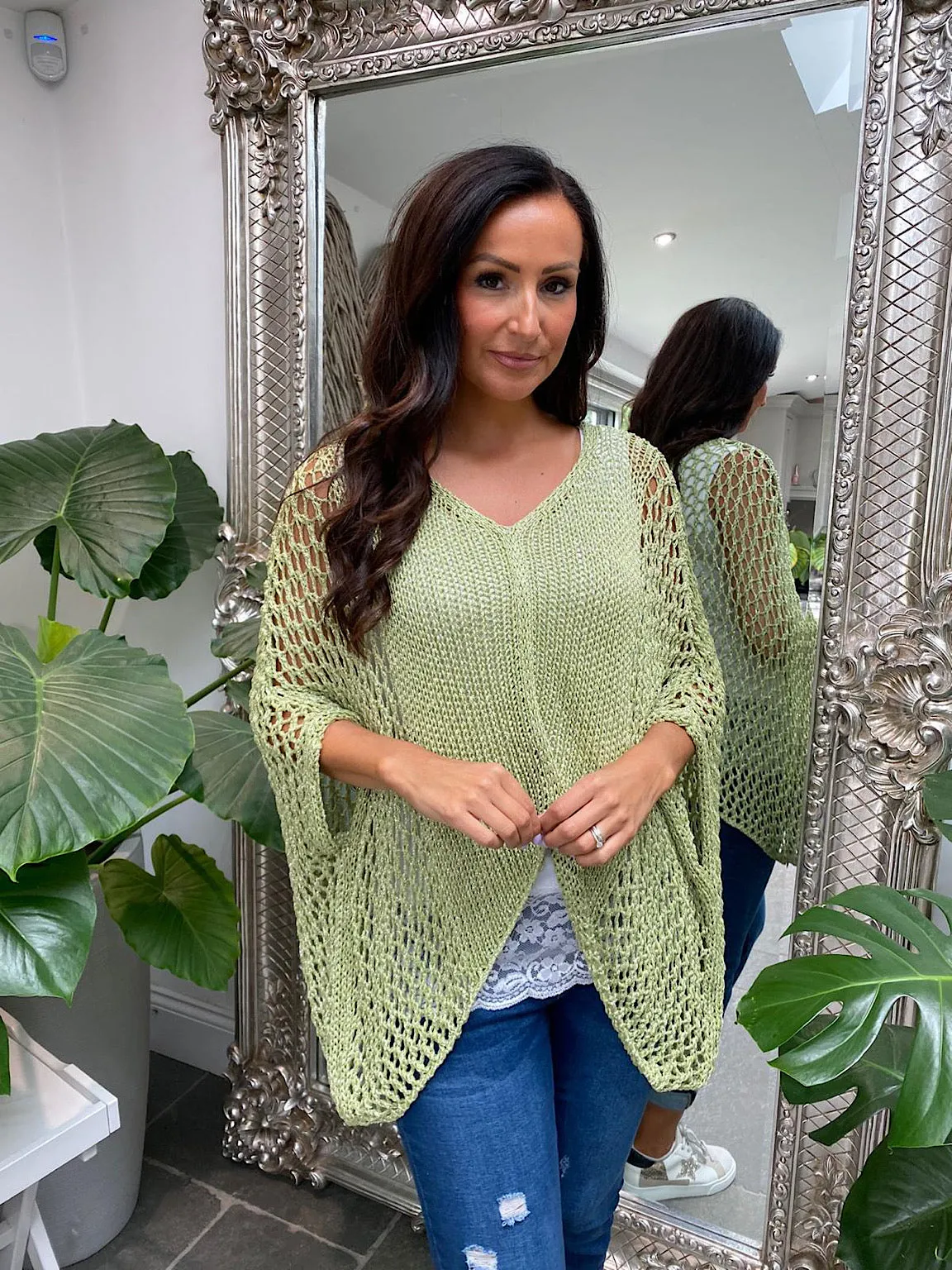 Lime Lurex Loose Knit Kimmy