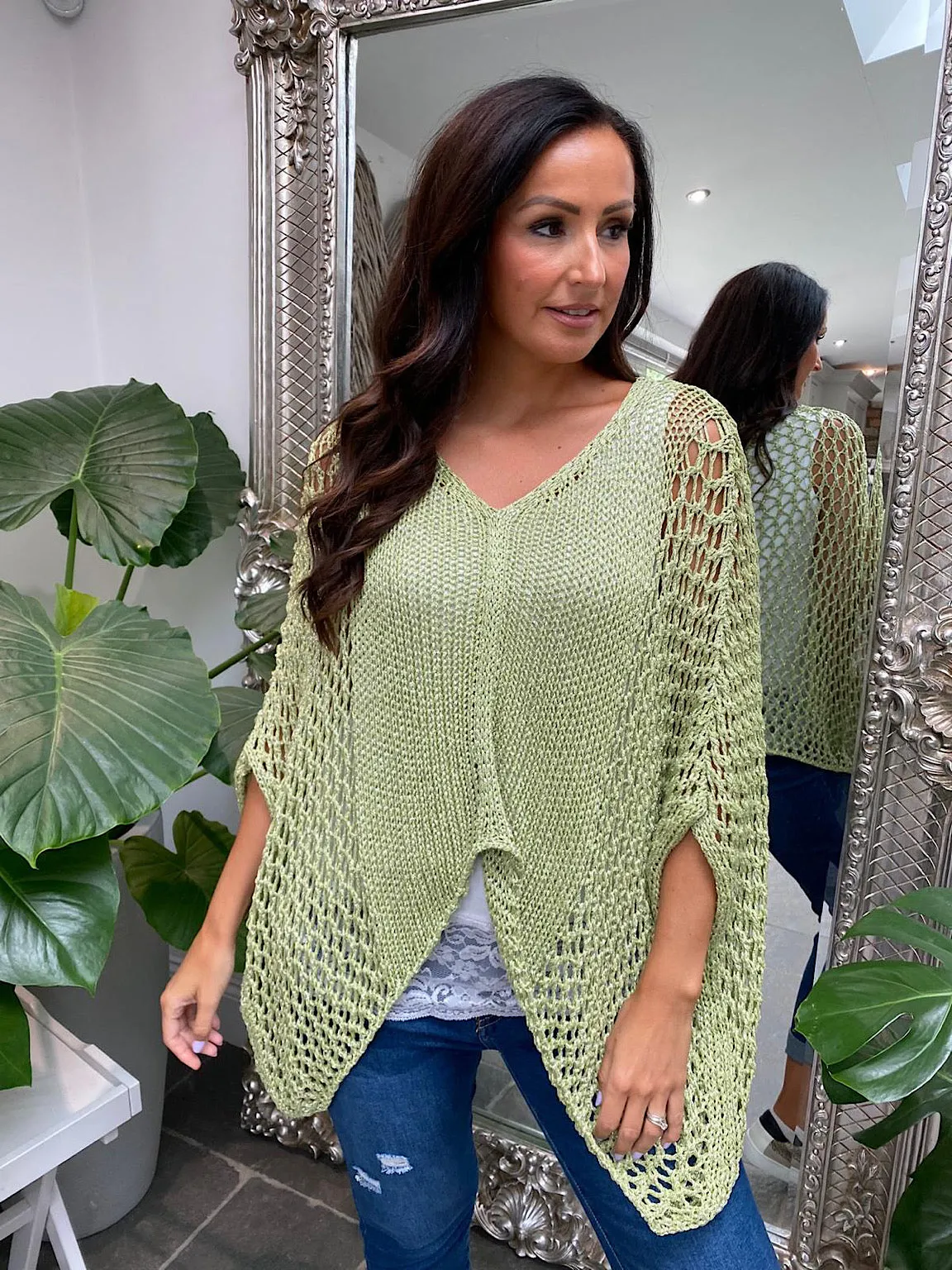 Lime Lurex Loose Knit Kimmy