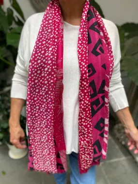 Lipstick Pink Multi Pattern Abstract Scarf