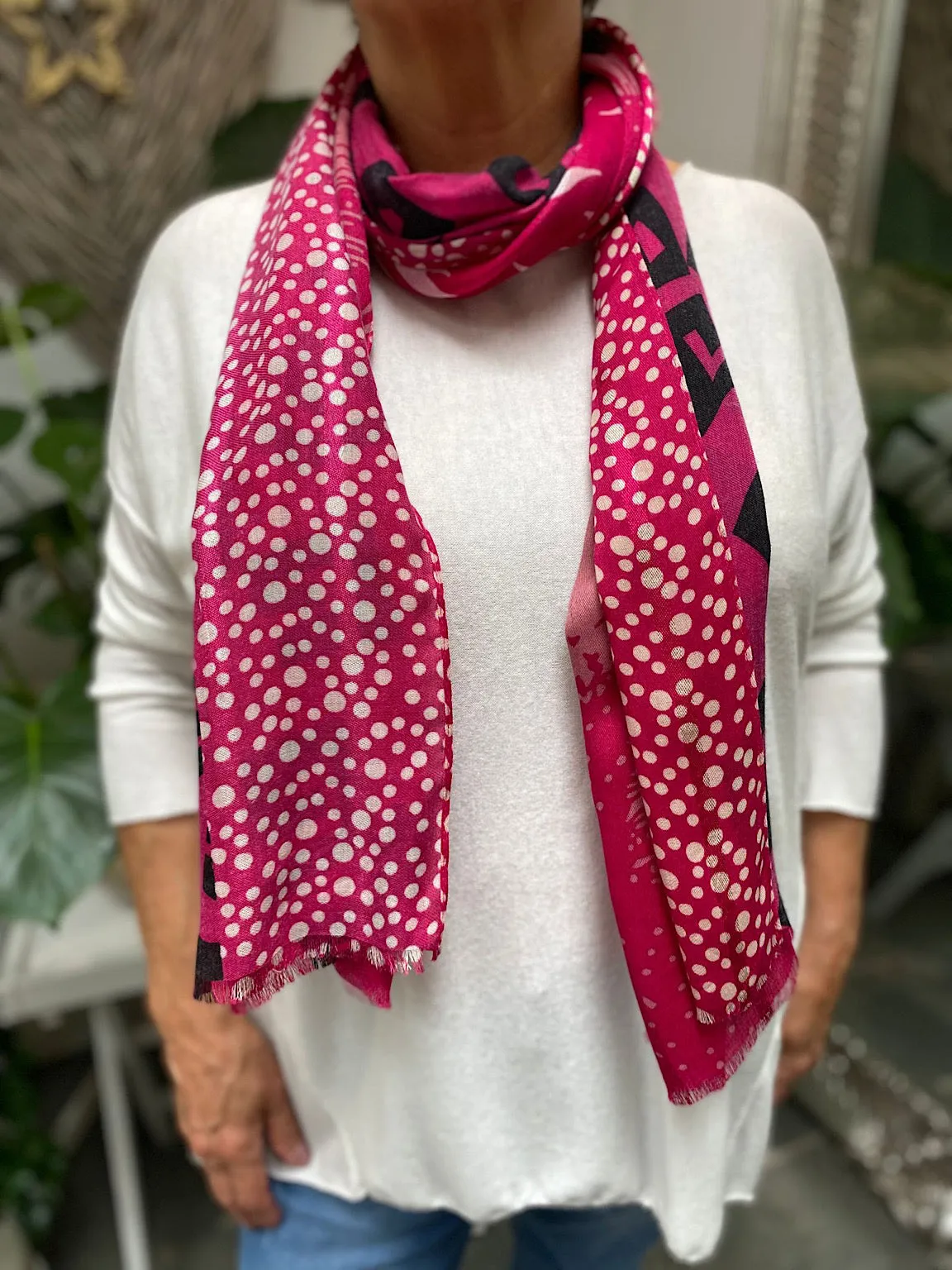 Lipstick Pink Multi Pattern Abstract Scarf