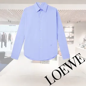 LOEWE  |Button-down Street Style Long Sleeves Plain Cotton Logo