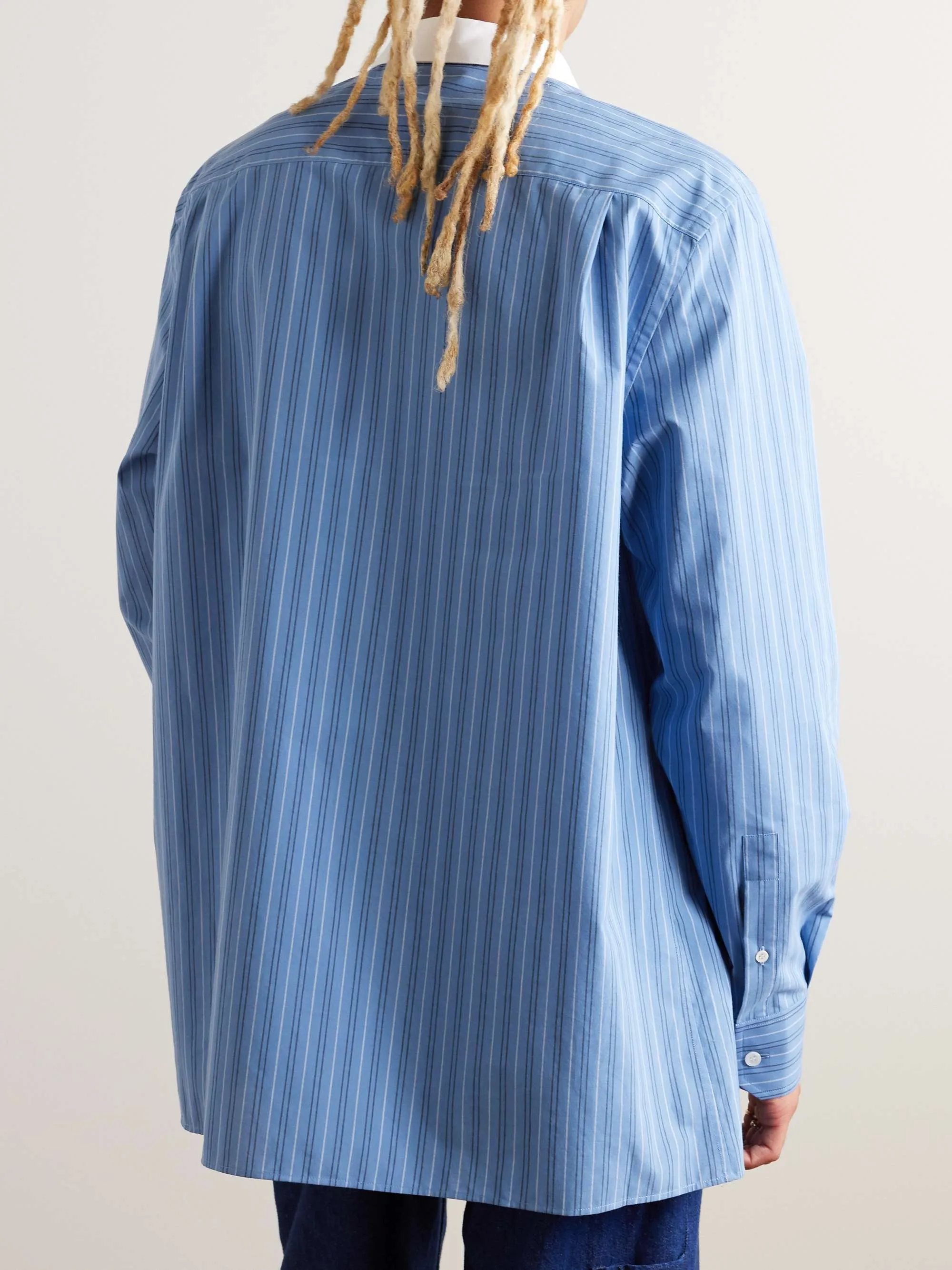 LOEWE  |Button-down Stripes Street Style Long Sleeves Cotton Logo