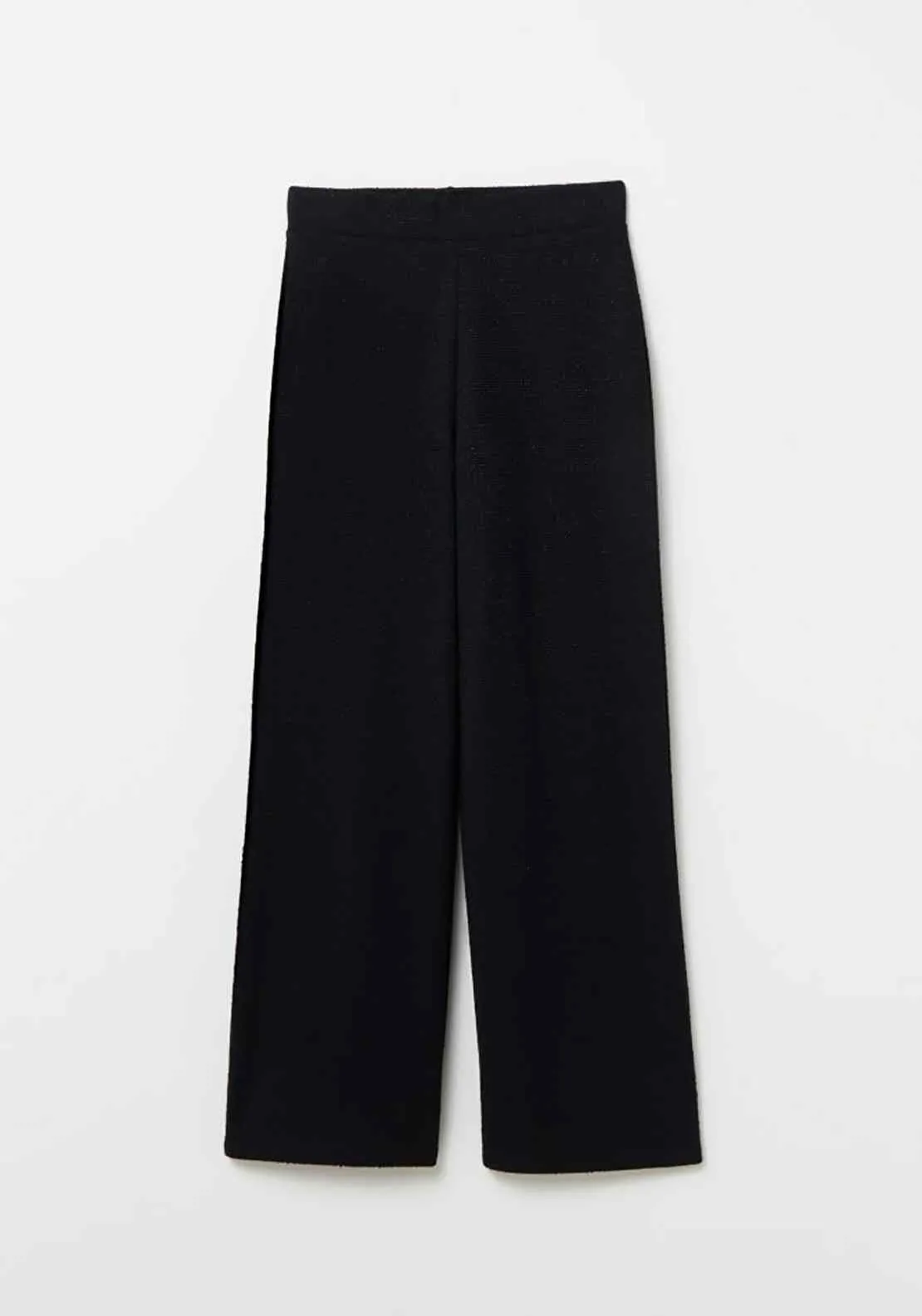 Long Textured Trousers - Black