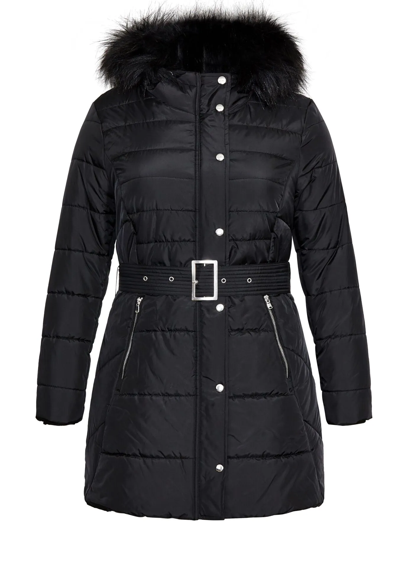 Longline Puffer Jacket - black