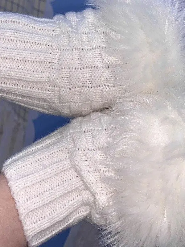 Lucia Snow Furry Fingerless Gloves